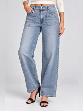 NWT d.jeans High Waist Wide Leg Jeans Recycled Denim Light Wash Size 12